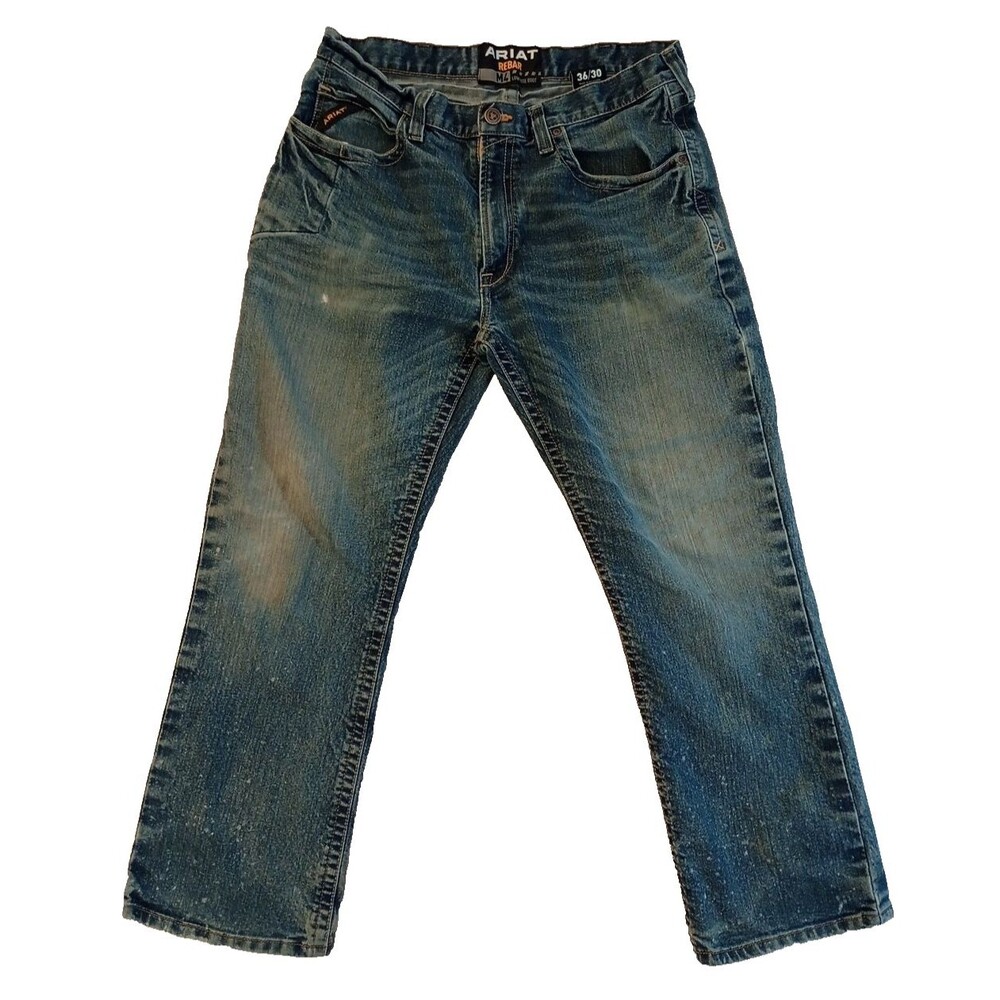 Ariat Buckle Rebar M4 Low Rise Boot Jeans Men's 36x30 Bleach Distressed 2018